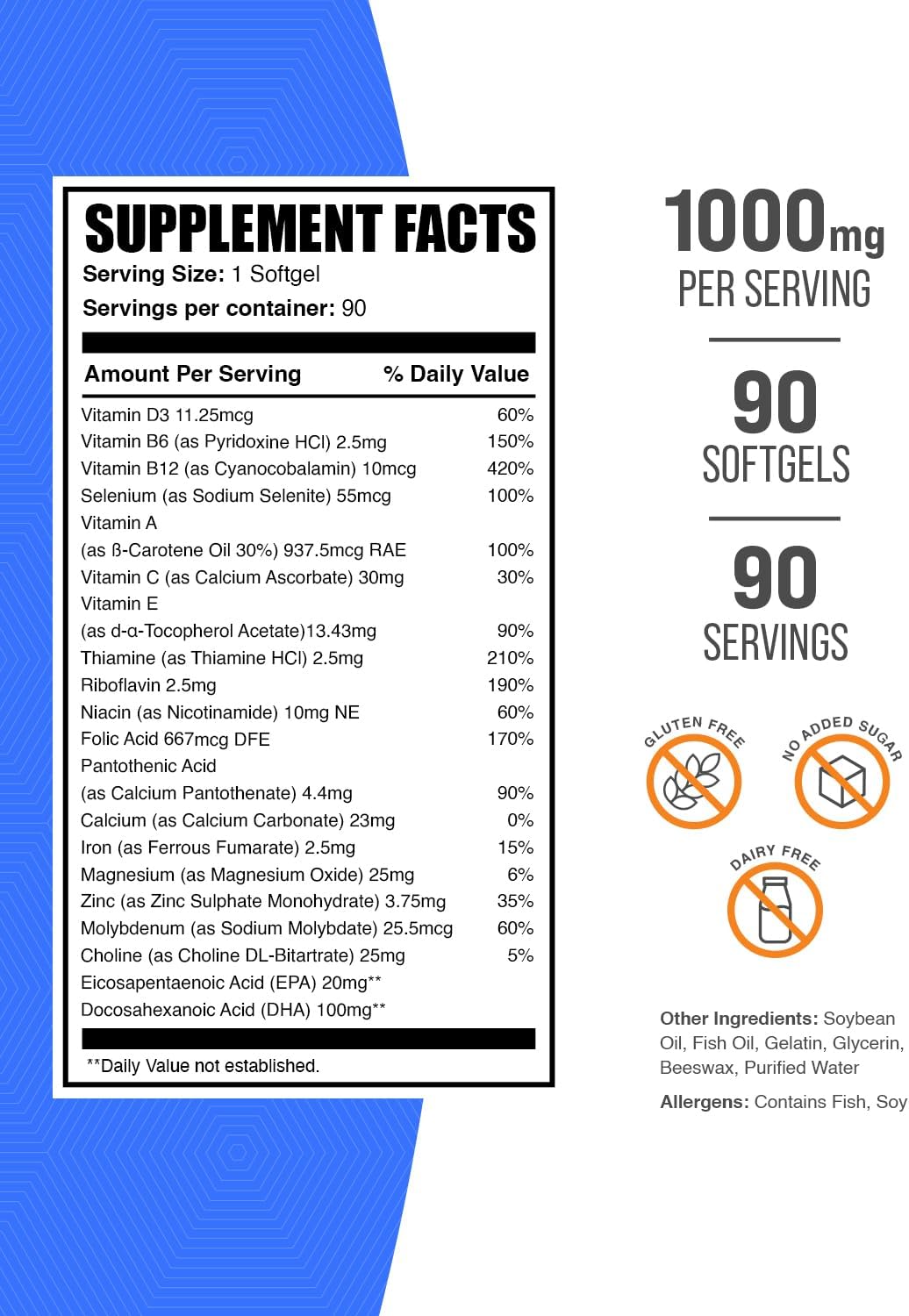 BulkSupplements.com Women's Multivitamin Softgels with Iron and Fish Oil - Gluten Free Multimineral Supplement, 90 Count