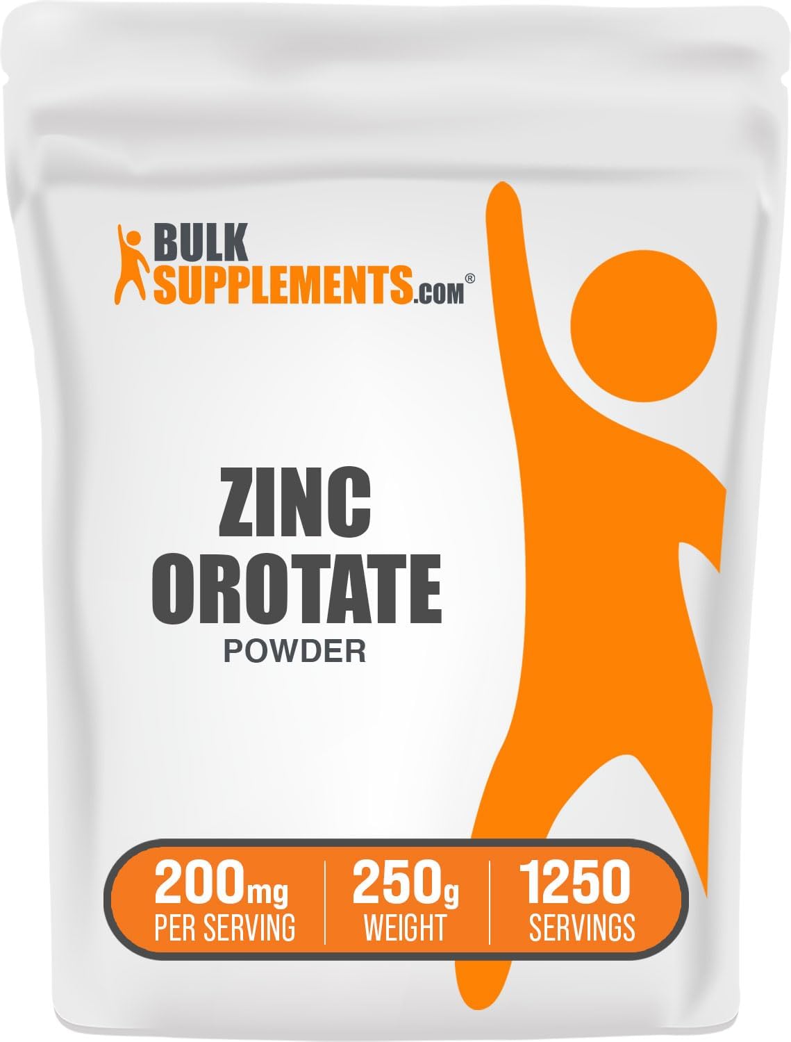 BulkSupplements.com Zinc Orotate Powder - 30mg Zinc Minerals Supplement for Immune Support - Gluten Free, 250g (8.8 oz) Pack of 1