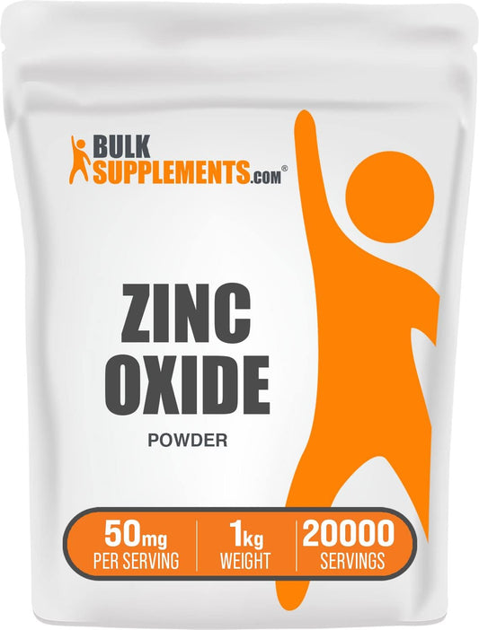BulkSupplements.com Zinc Oxide Powder - Immune Support Supplement, 40mg Zinc per Serving, Gluten Free, 1kg (2.2 lbs) Pack of 1