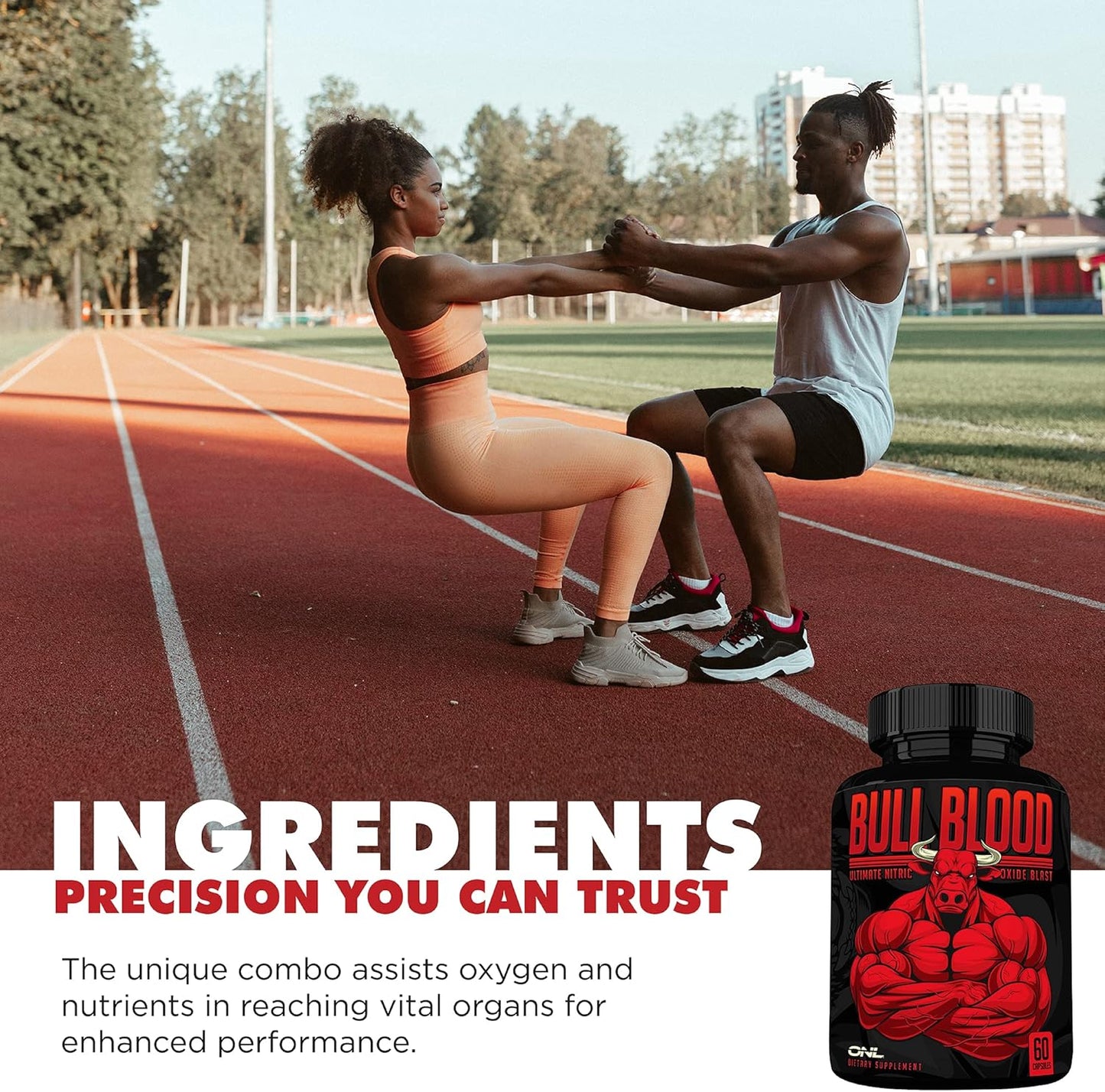 Bull Blood Nitric Oxide Supplement for Men - L Arginine Pills - Pre Workout Enhancer - Enhance Male Strength & Energy - 60 Count