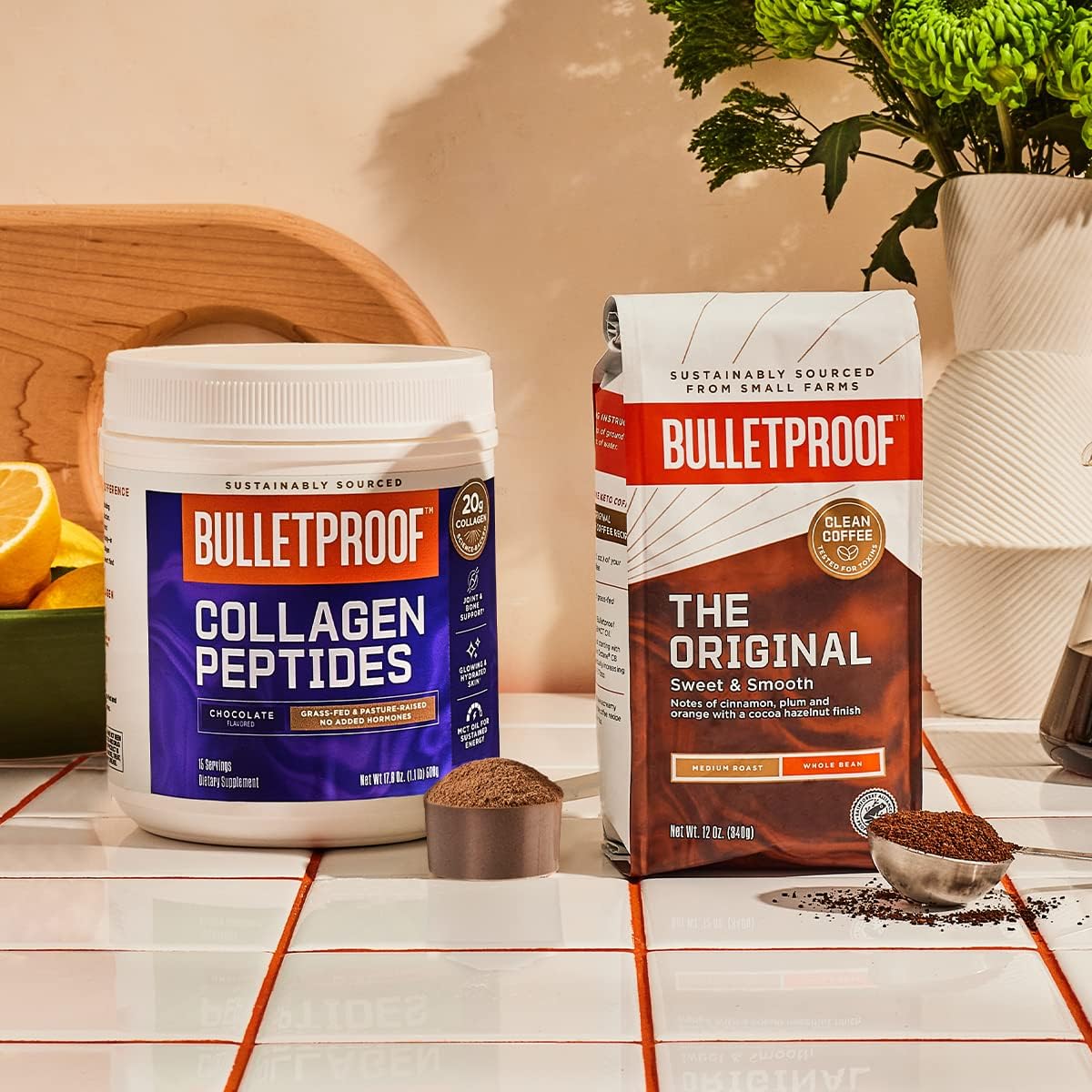 Bulletproof Chocolate Collagen Protein Powder with MCT Oil - 19g Protein, 17.6 Oz - Supports Healthy Skin, Bones, and Joints with Collagen Peptides and Amino Acids