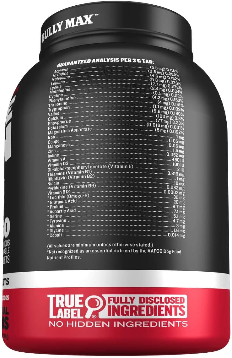 Bully Max 2-in-1 Muscle Builder Power Tabs for Puppies & Adult Dogs - Multivitamin Supplements for Muscle Gain & Growth - 30 Chewable Tablets