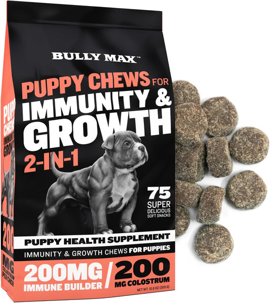 Bully Max Puppy Soft Chews: Immunity & Growth Supplements for All Breeds - Essential Dog Multivitamin for Health & Immune Support