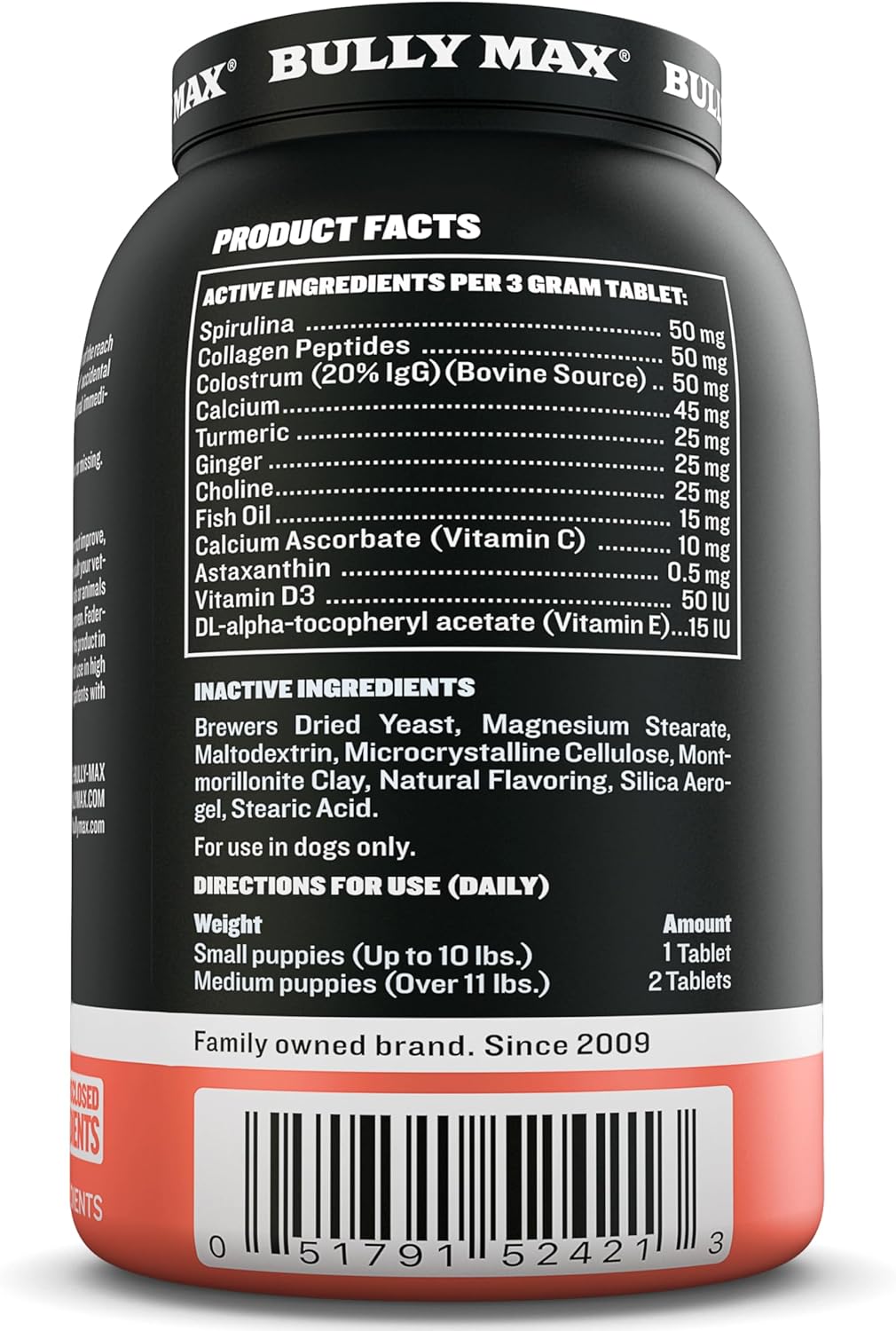 Bully Max Puppy Vitamins - 2-in-1 Chewable Tablets for Puppies - Growth & Development Supplements for Small & Large Breed Dogs - 30 Count