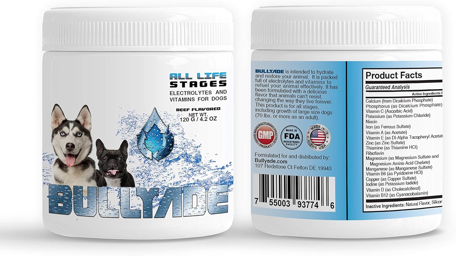 Bullyade Beef Dog Supplement with 18 Essential Vitamins & Minerals - Mixes Easily with Water or Food