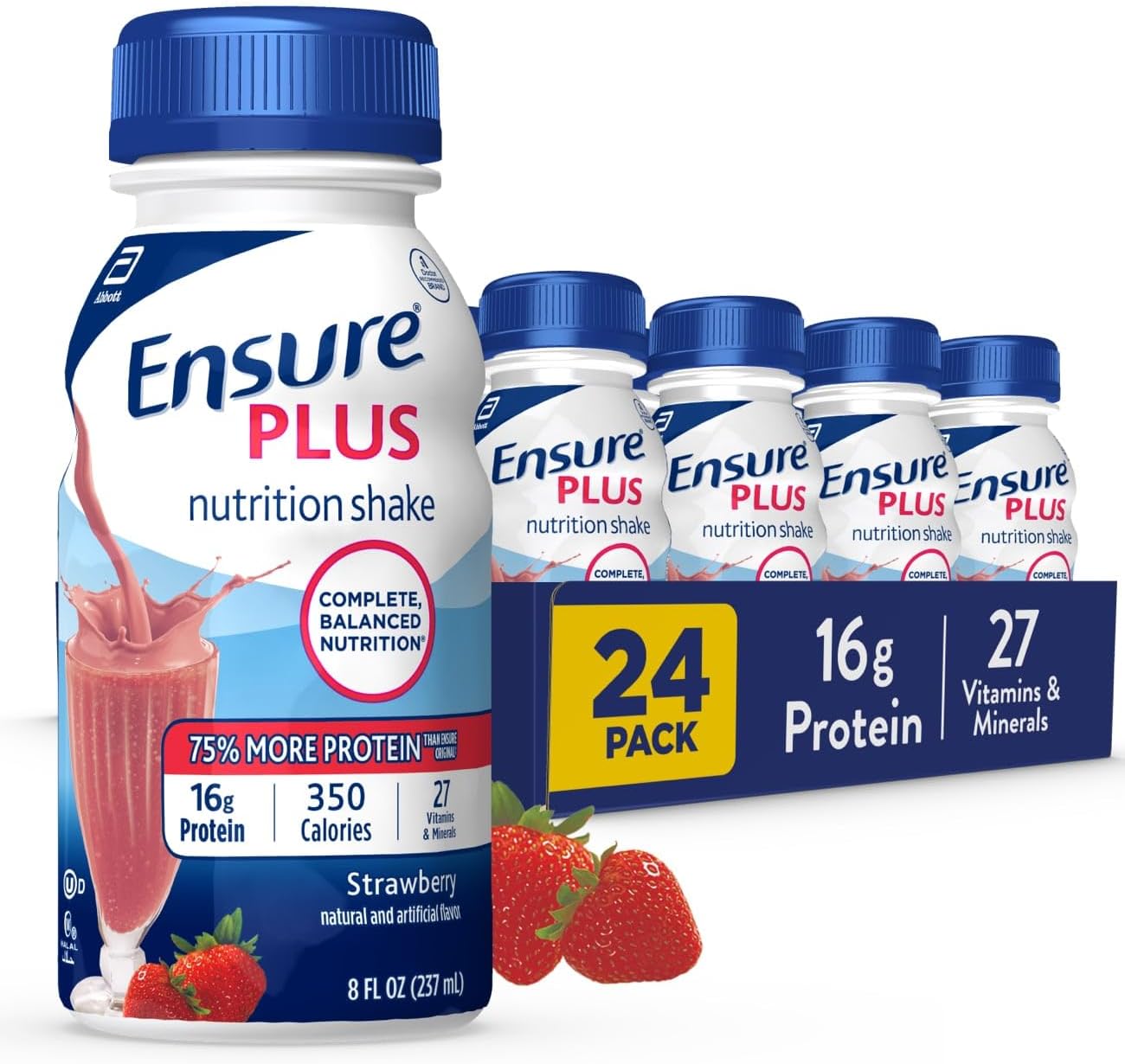 Bundle: 24-Pack Ensure Plus & 12-Pack Ensure Max Protein Nutrition Shakes, Meal Replacement Shake Kit