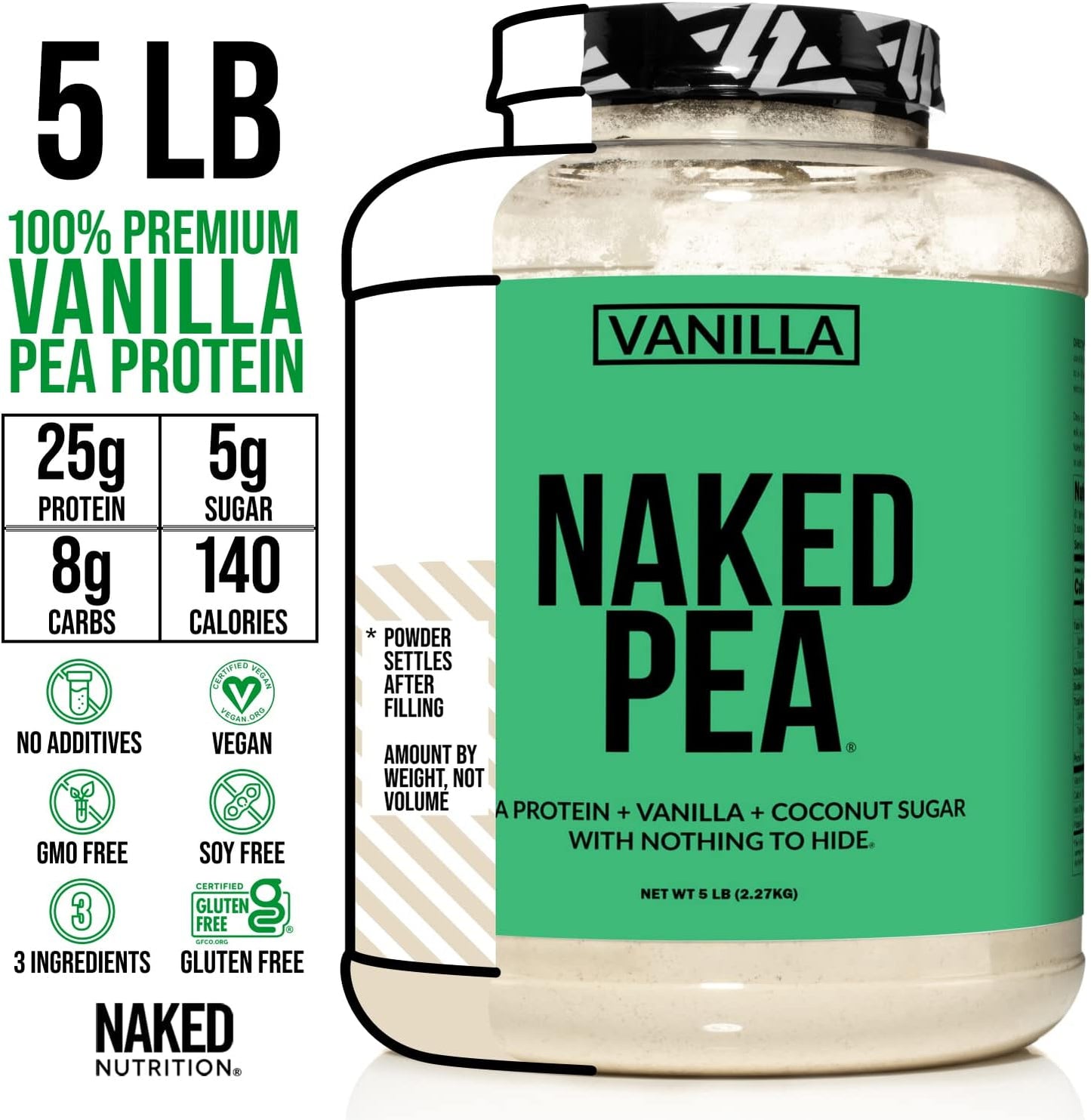 Bundle: 5LB Vanilla Naked Pea Protein + 2LB Naked PB - Dairy Free and Nutritious