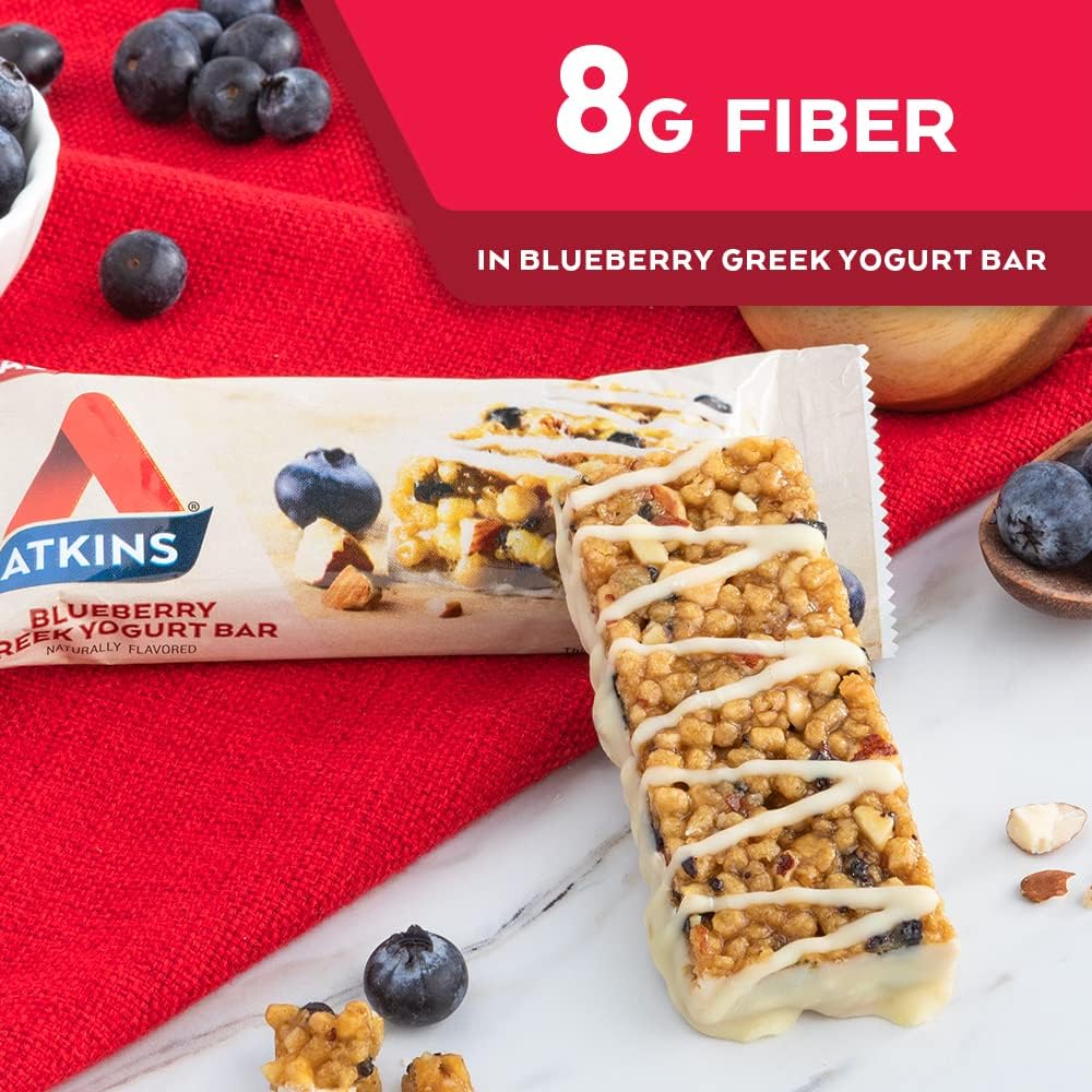 Bundle: Atkins Chai Tea Latte Protein Shake & Blueberry Greek Yogurt Protein Meal Bar - 15g Protein, Low Net Carbs & Sugar