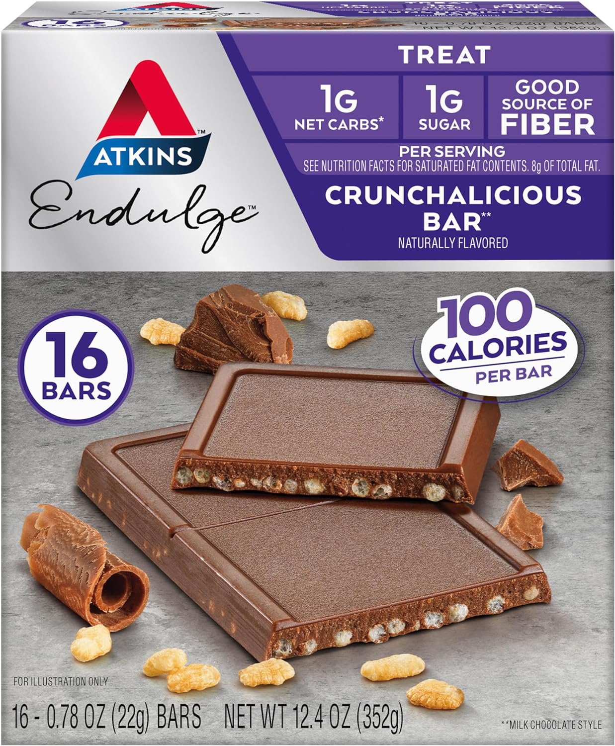 Bundle: Atkins Endulge Crunchalicious Chocolate Bar (16 Bars) & Chocolate Chip Protein Cookie (4 Cookies)