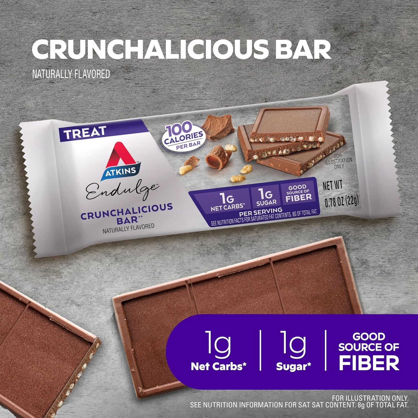 Bundle: Atkins Endulge Crunchalicious Chocolate Bar (16 Bars) & Chocolate Chip Protein Cookie (4 Cookies)