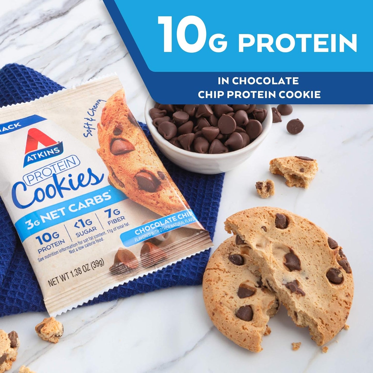 Bundle: Atkins Endulge Crunchalicious Chocolate Bar (16 Bars) & Chocolate Chip Protein Cookie (4 Cookies)