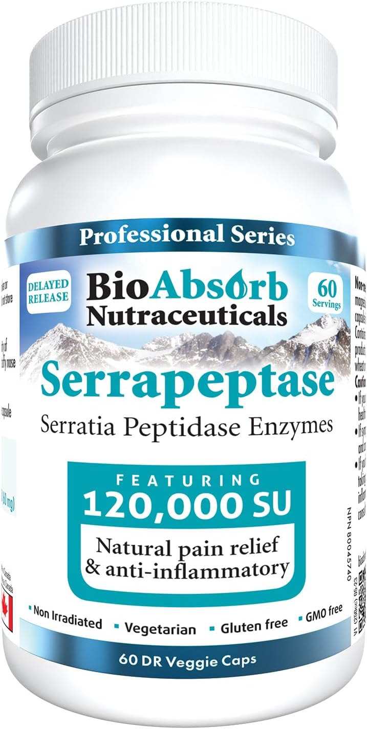 Bundle: Bio Absorb Serrapeptase, Nattokinase, and Magnesium Bisglycinate Nutraceuticals - 60 Caps Each