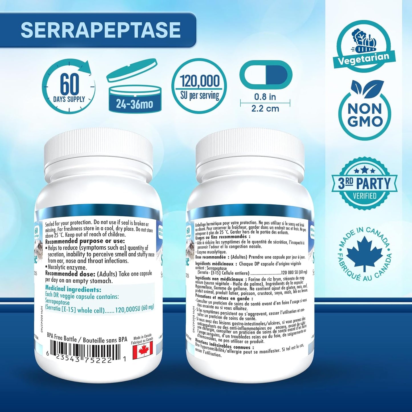 Bundle: Bio Absorb Serrapeptase, Nattokinase, and Magnesium Bisglycinate Nutraceuticals - 60 Caps Each