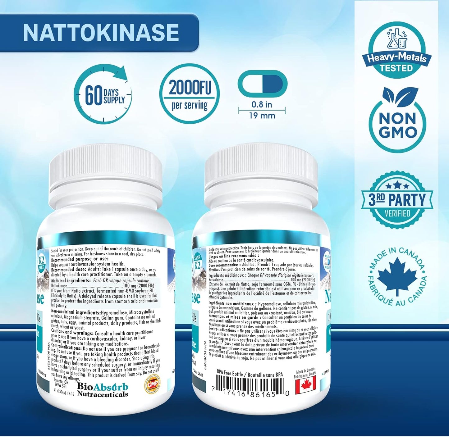 Bundle: Bio Absorb Serrapeptase, Nattokinase, and Magnesium Bisglycinate Nutraceuticals - 60 Caps Each