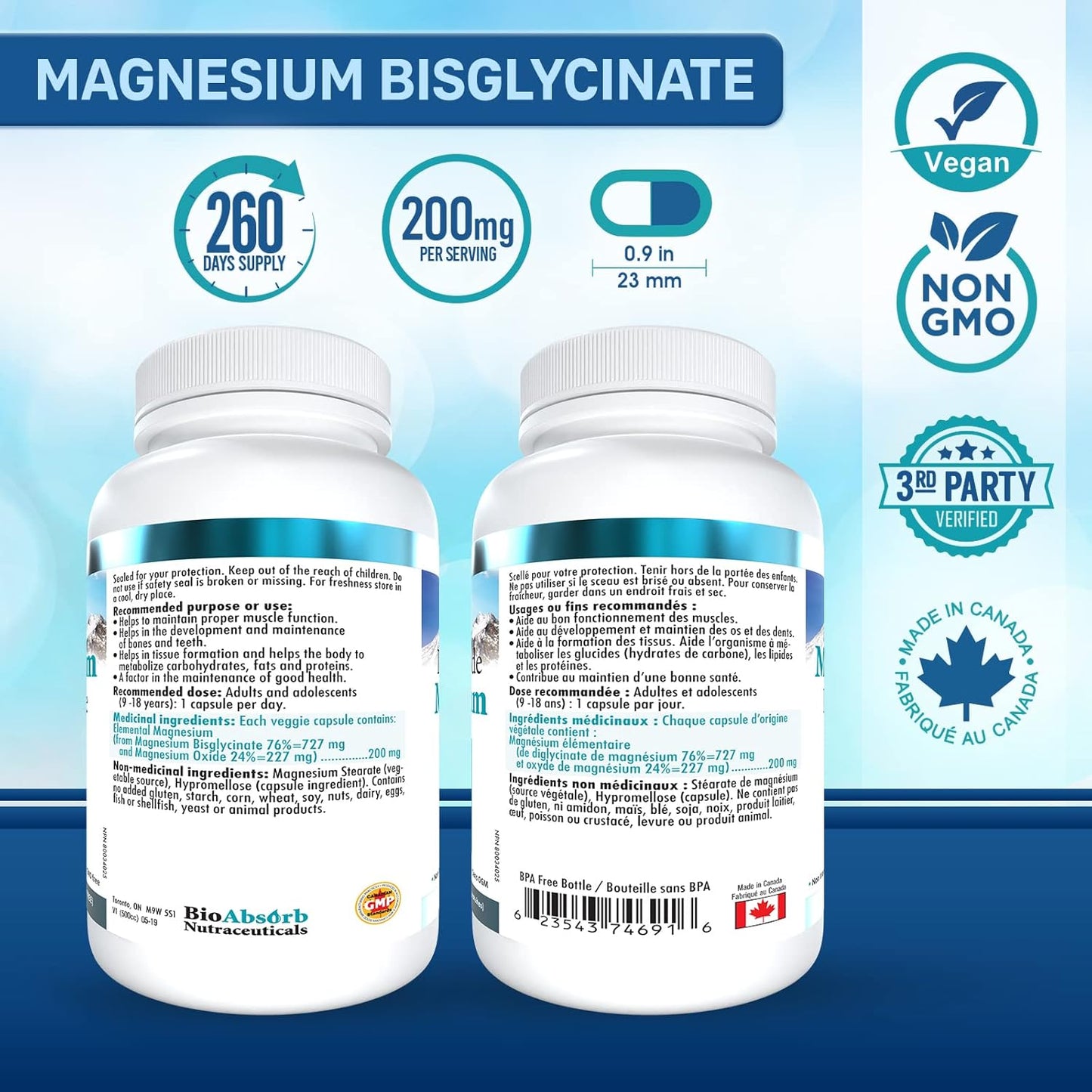 Bundle: Bio Absorb Serrapeptase, Nattokinase, and Magnesium Bisglycinate Nutraceuticals - 60 Caps Each