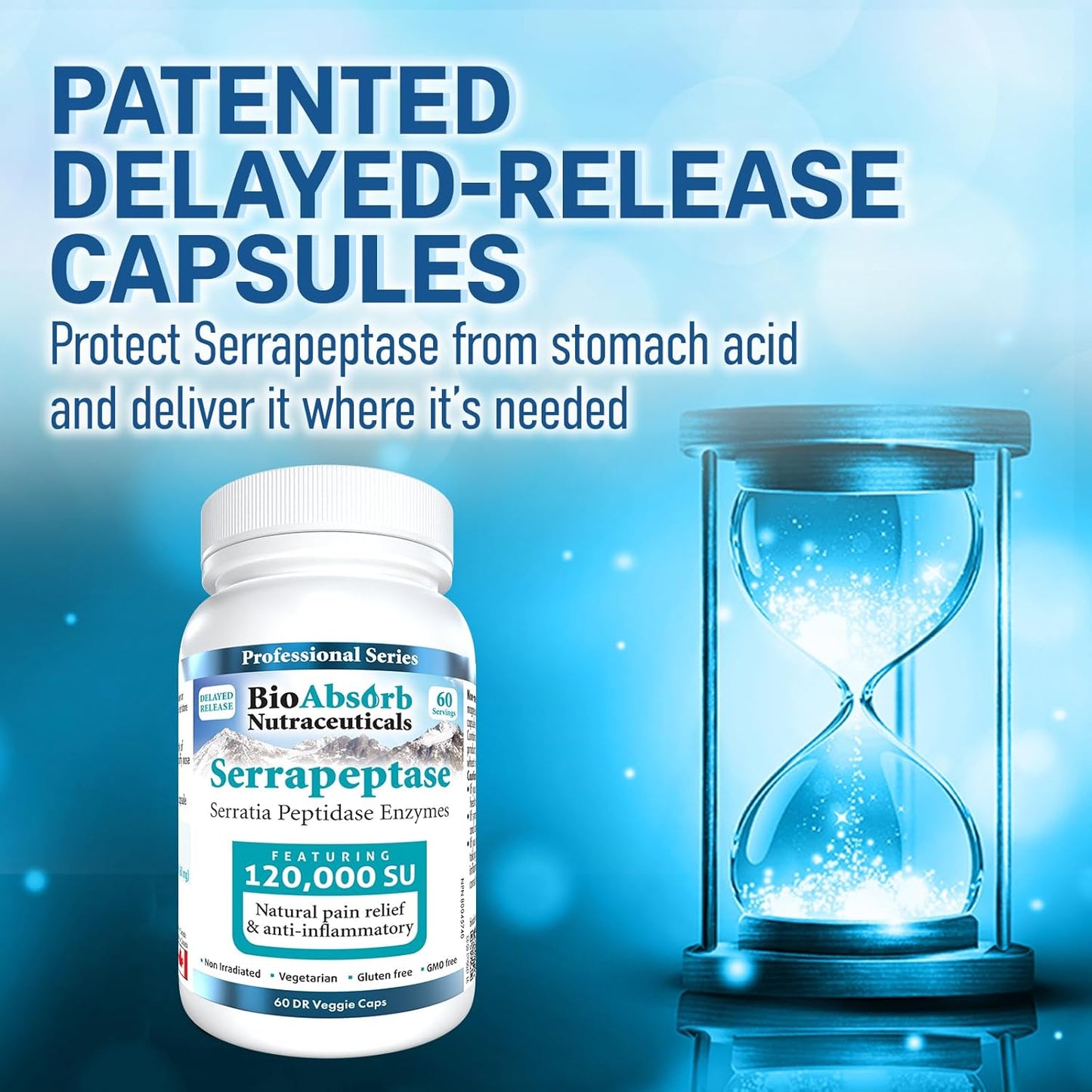 Bundle: Bio Absorb Serrapeptase, Nattokinase, and Magnesium Bisglycinate Nutraceuticals - 60 Caps Each