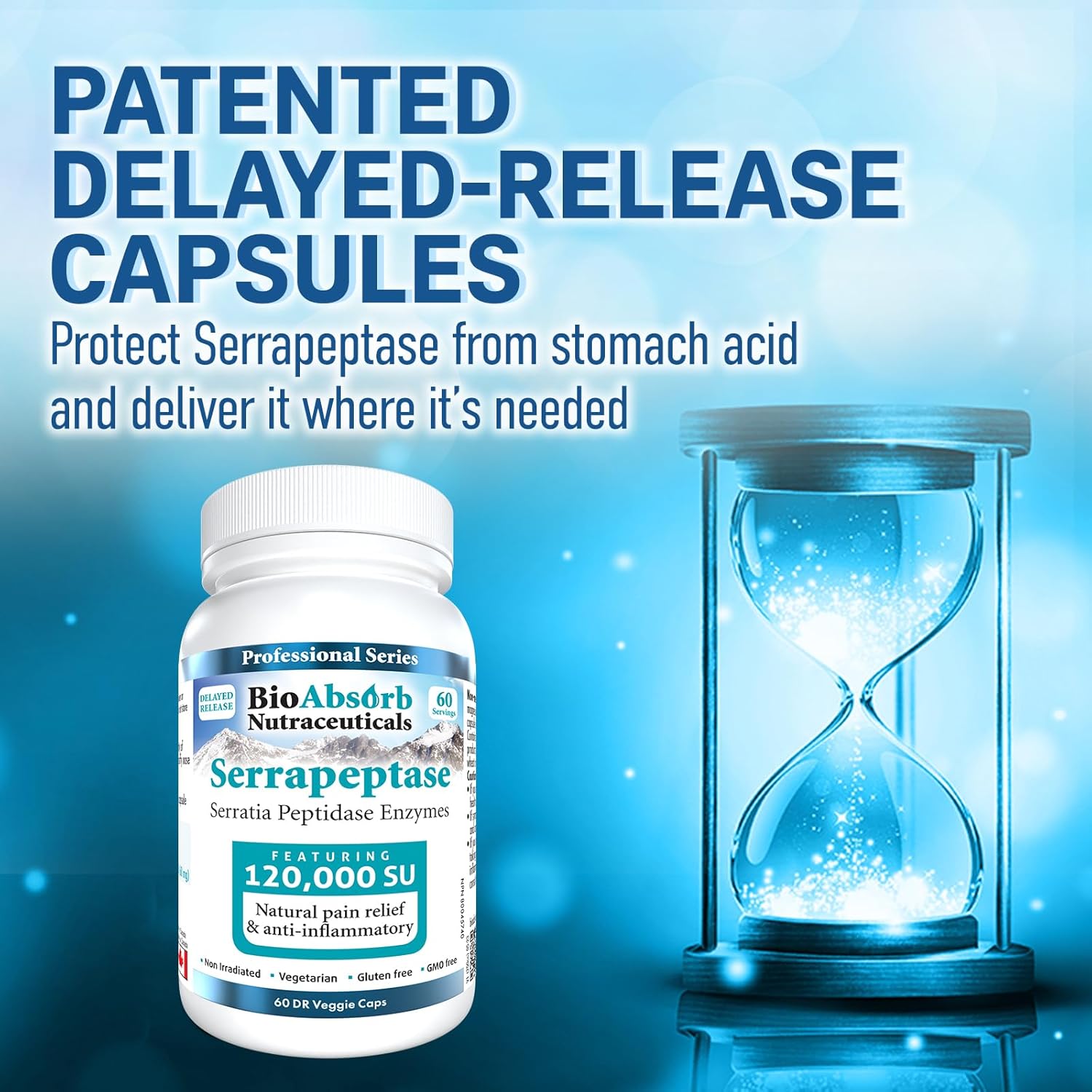 Bundle: Bio Absorb Serrapeptase, Nattokinase, and Magnesium Bisglycinate Nutraceuticals - 60 Caps Each