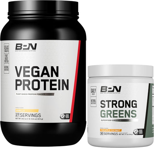 Bundle: BPN Vegan Vanilla Protein + Strong Greens Pineapple Coconut - Boost Performance with Plant-Based Nutrition
