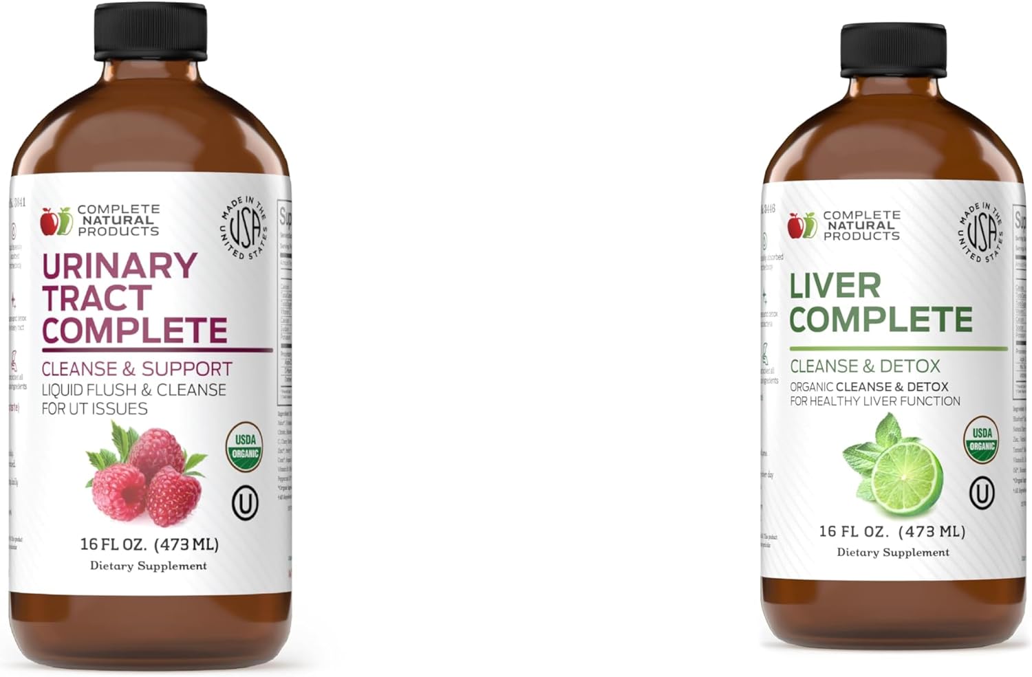 Bundle: Complete Natural Products Urinary Tract & Liver Support - 12oz & 16oz