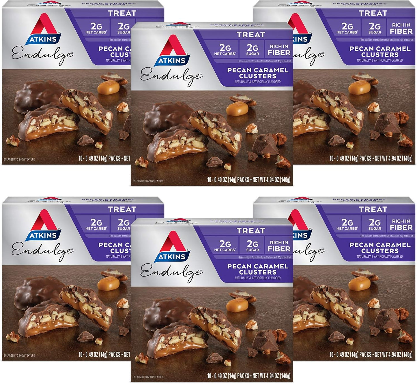 Bundle Deal: Atkins Pecan Caramel Clusters (60ct) & Chocolate Caramel Mousse Bars (5ct) - Low Sugar Dessert Options