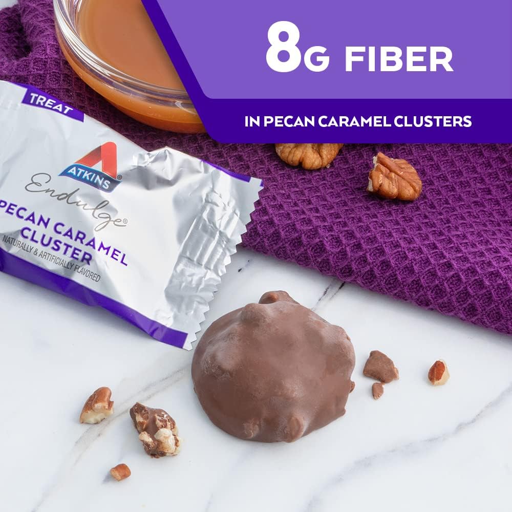 Bundle Deal: Atkins Pecan Caramel Clusters (60ct) & Chocolate Caramel Mousse Bars (5ct) - Low Sugar Dessert Options