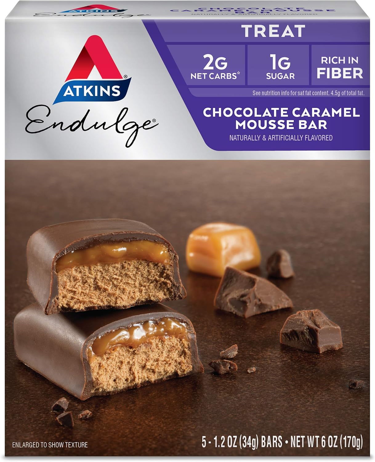 Bundle Deal: Atkins Pecan Caramel Clusters (60ct) & Chocolate Caramel Mousse Bars (5ct) - Low Sugar Dessert Options