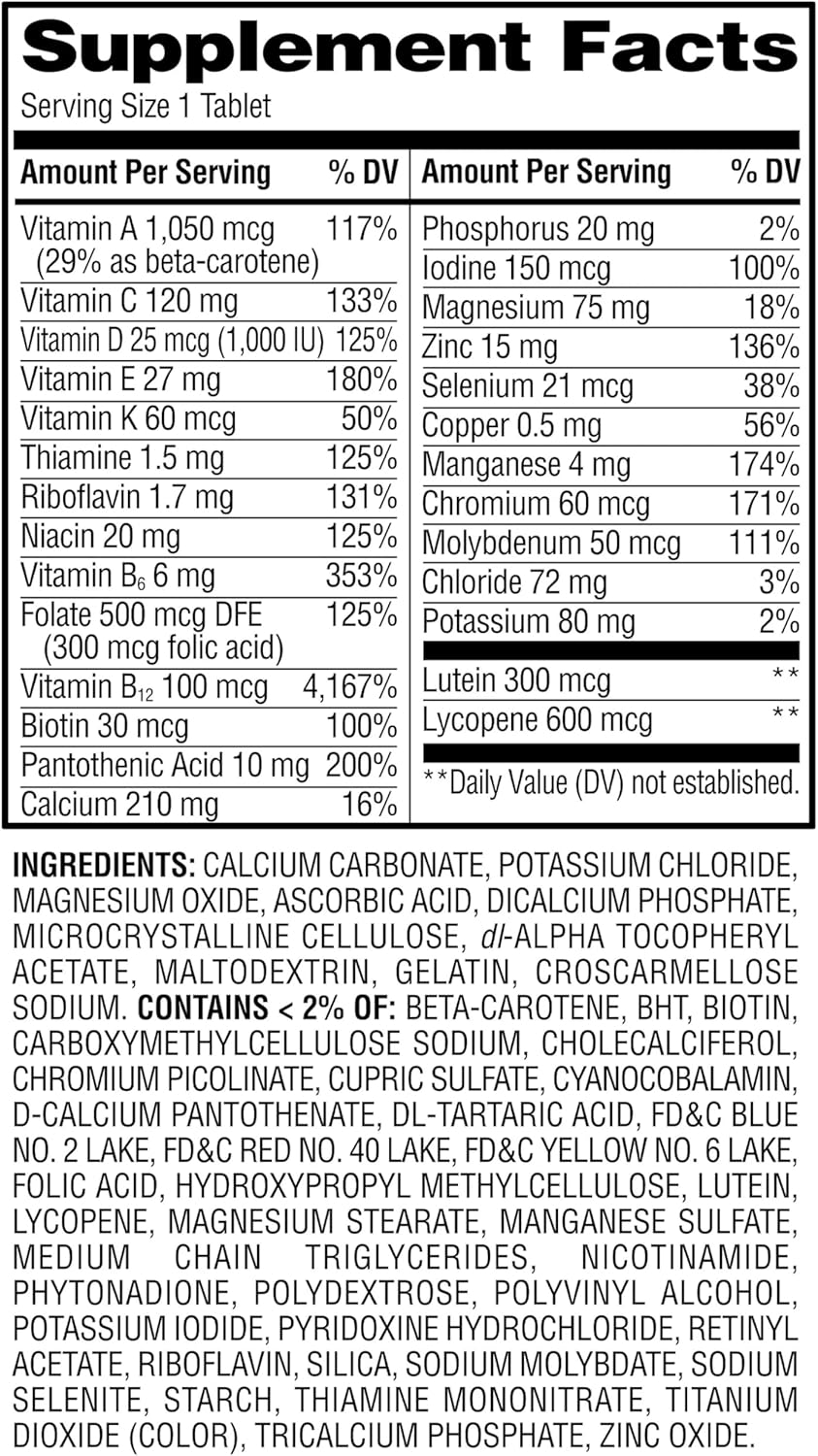 Bundle: Equate Men's 50+ Multivitamin Tablets, 200 Count + Sticker