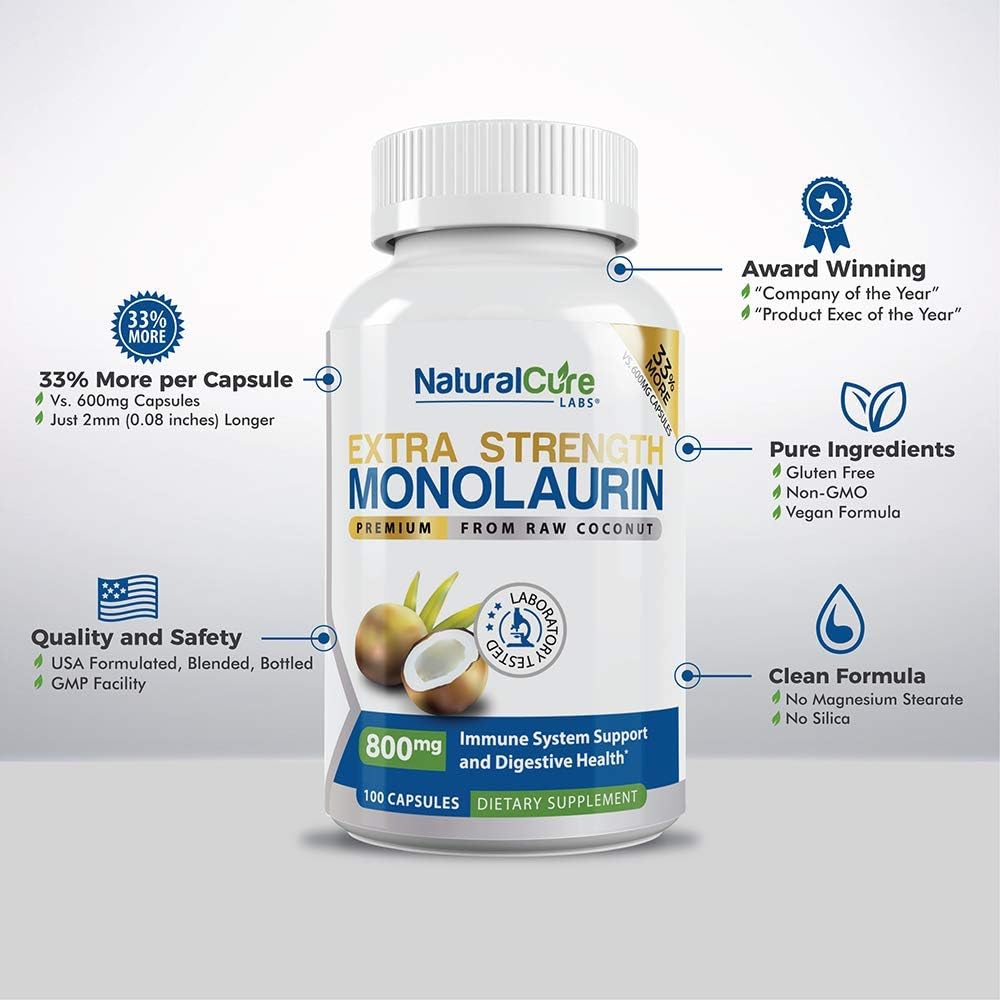Bundle: Extra Strength Monolaurin 800mg + Clean L-Lysine 600mg by Natural Cure Labs