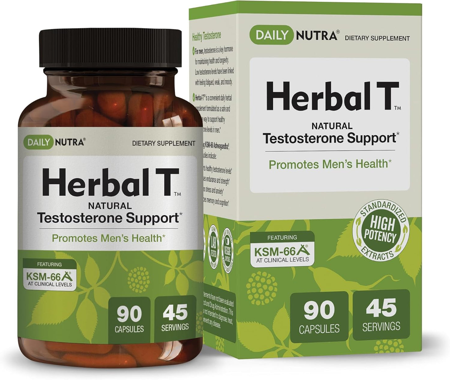 Bundle for Vitality & Energy: DailyNutra KSM 66 Ashwagandha, Bull Blend Complex, and Herbal T Formula (90 Capsules each)