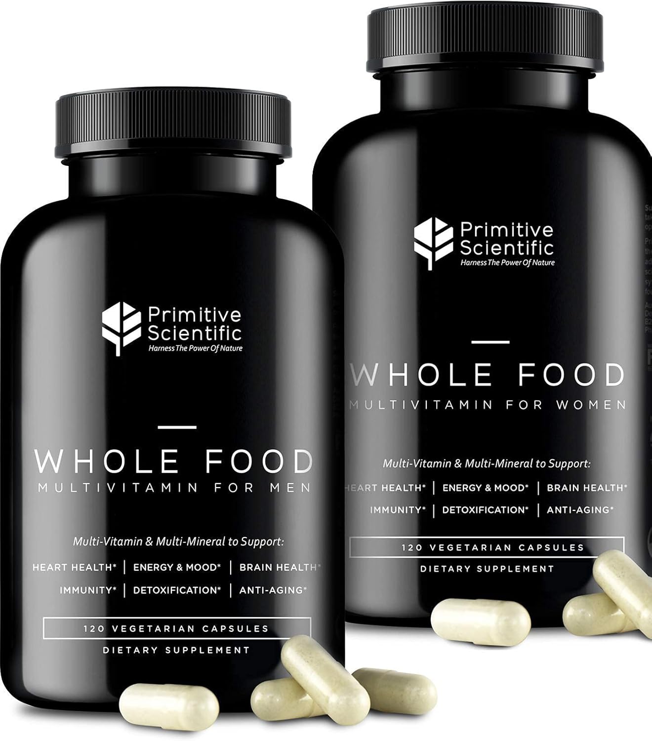 Bundle: Full-Spectrum Men & Women’s Multivitamins for Holistic Health - 100% Natural & Non-GMO - 120 Capsules each
