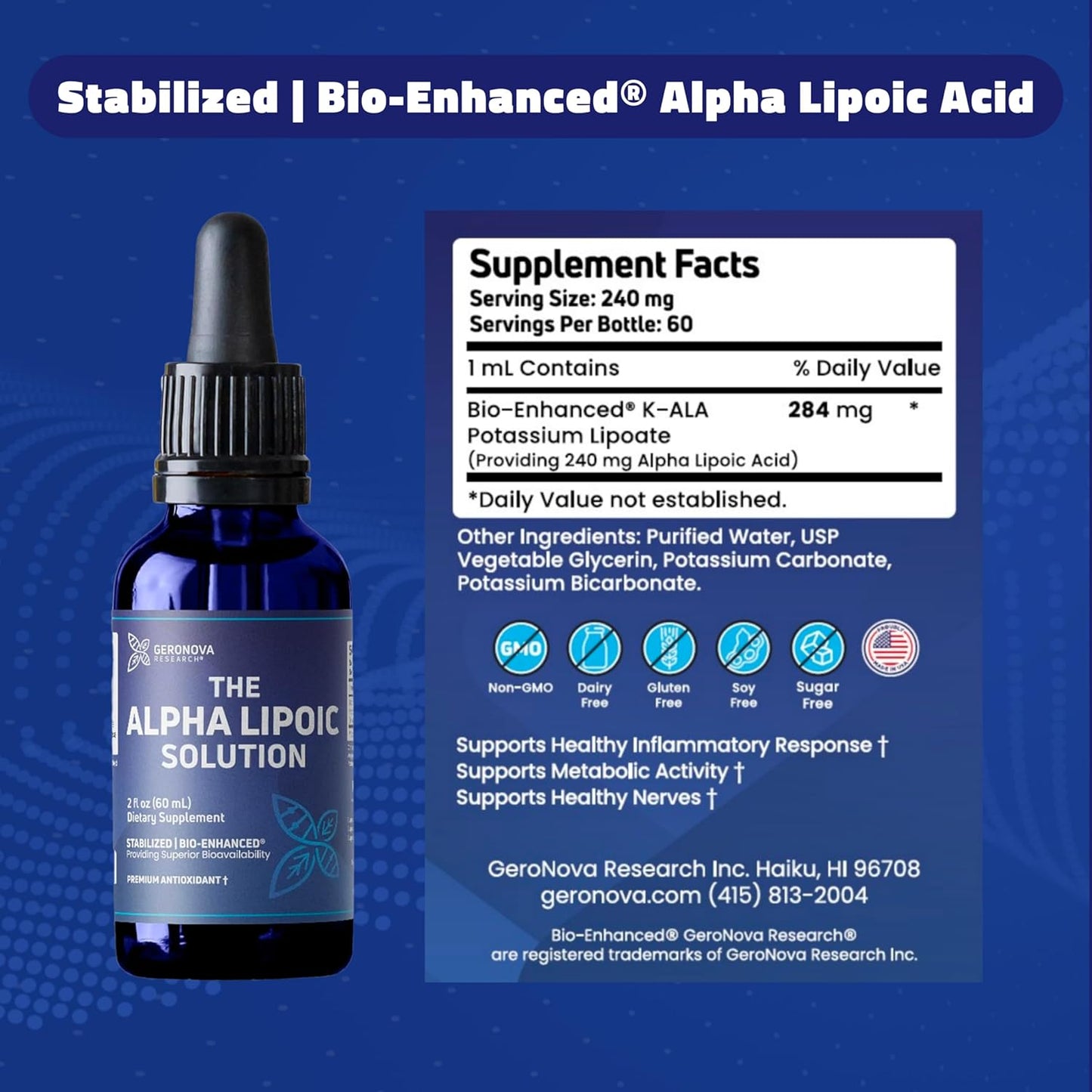 Bundle: Geronova Research R-Lipoic Acid 300mg Capsules and Bio-Enhanced Na R-Lipoic Acid Powder