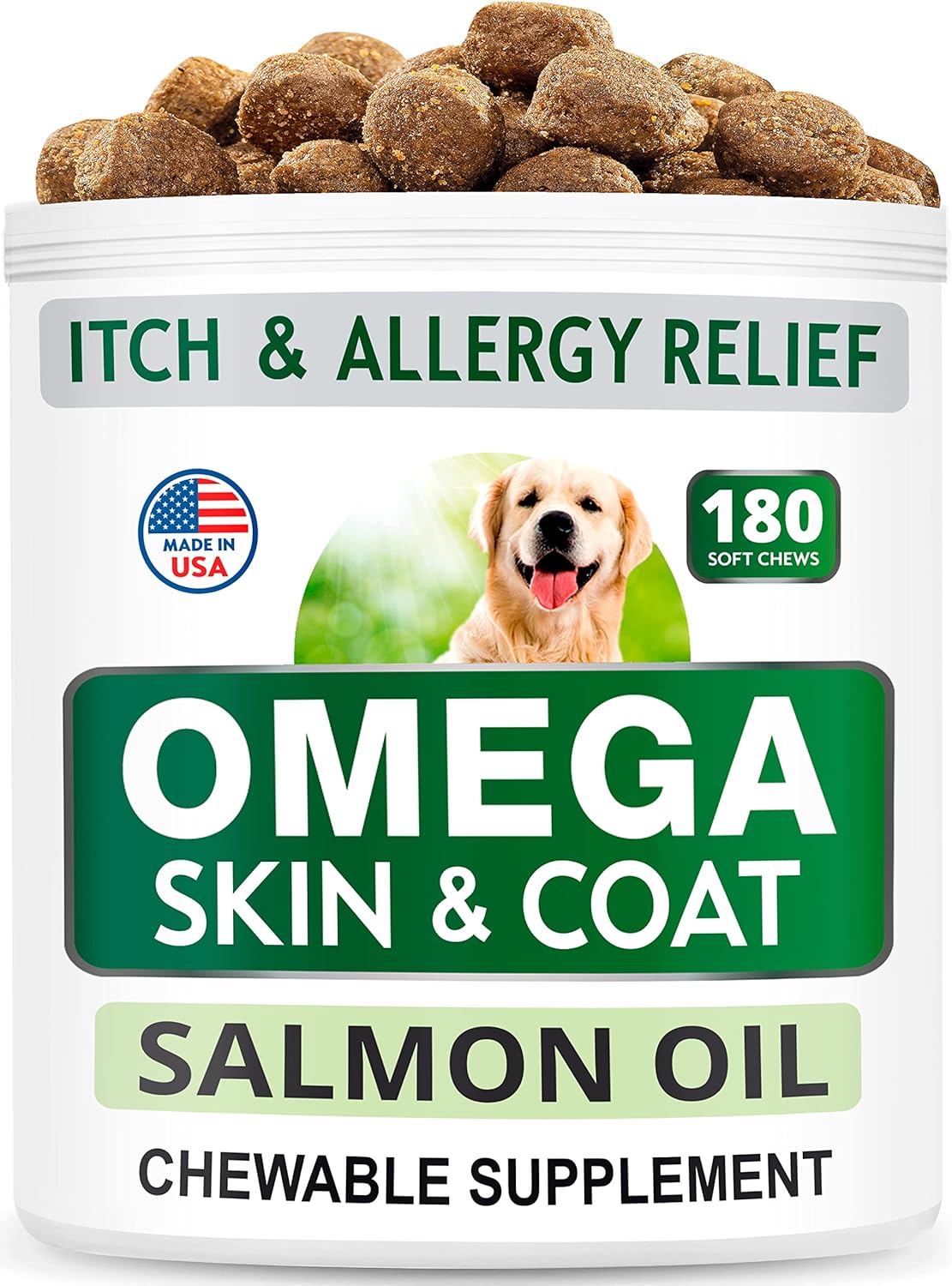Bundle: Glucosamine Dog Treats + Omega 3 for Dogs - Hip & Joint Pain Relief + Skin & Coat Support