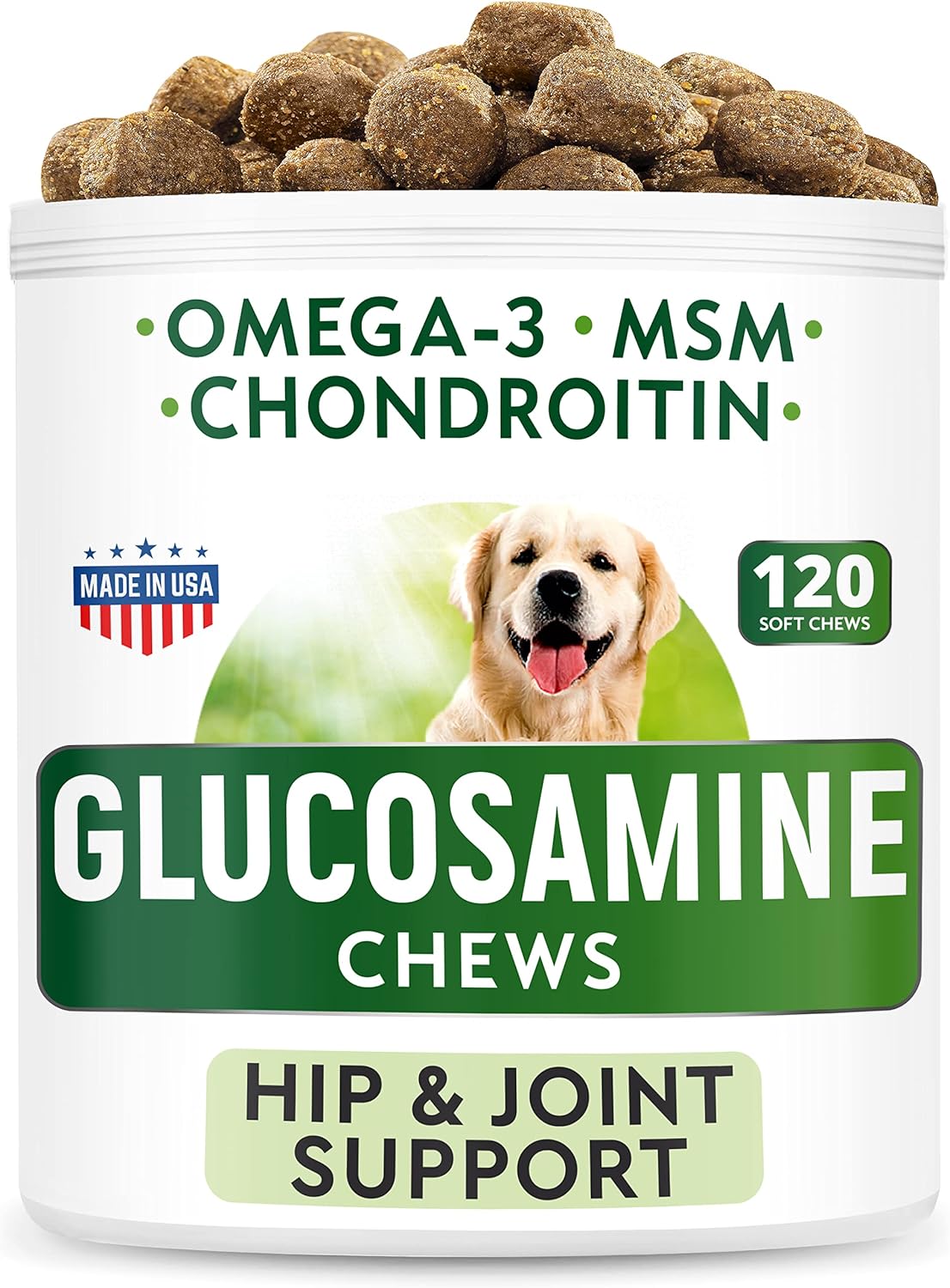Bundle: Glucosamine Dog Treats + Omega 3 for Dogs - Hip & Joint Pain Relief + Skin & Coat Support