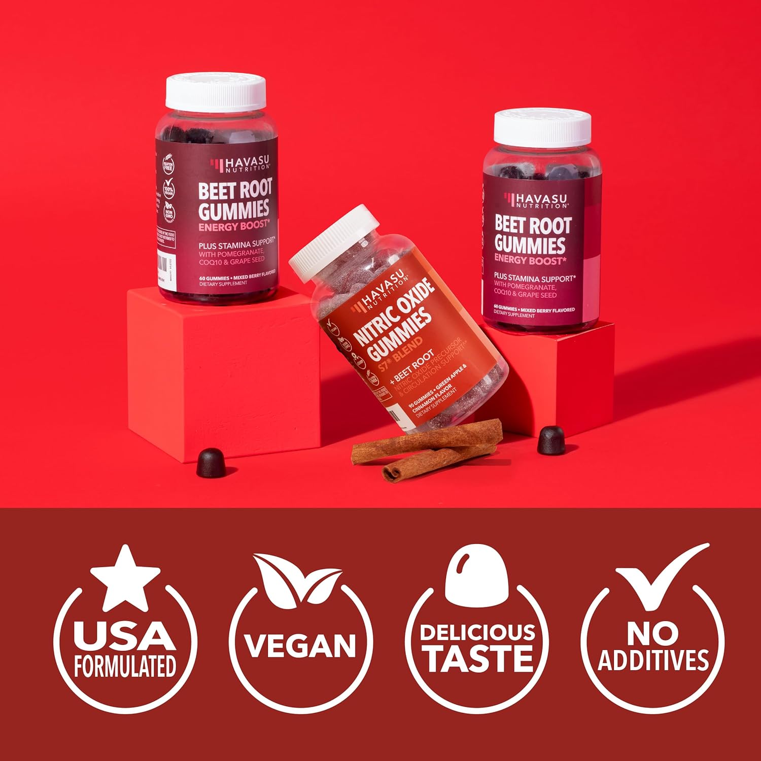 Bundle: HAVASU NUTRITION Beet Root & Nitric Oxide Gummies for Enhanced Performance and Energy