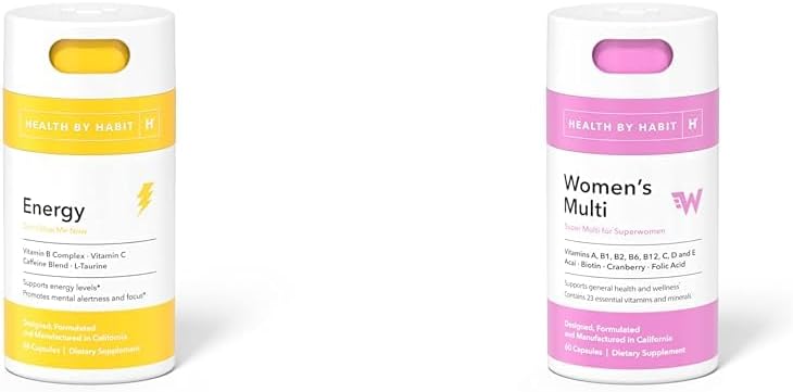 Bundle: Health By Habit Energy & Women's Multi Supplement - 60 Capsules Each