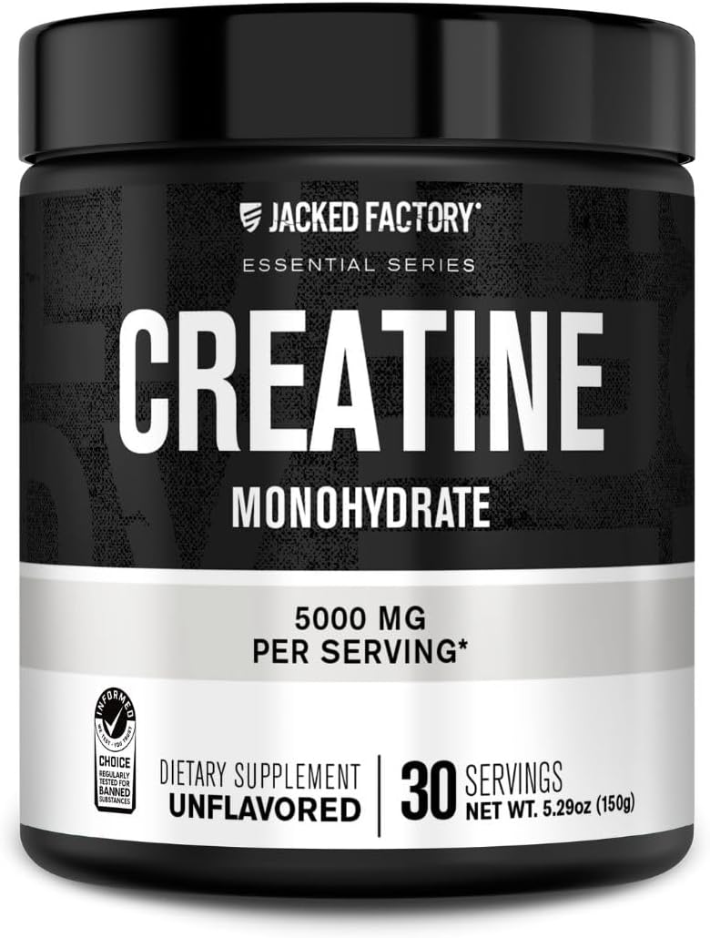 Bundle: Jacked Factory NITROSURGE Pre Workout & Creatine Monohydrate Powder - Grape & Unflavored, 30 Servings