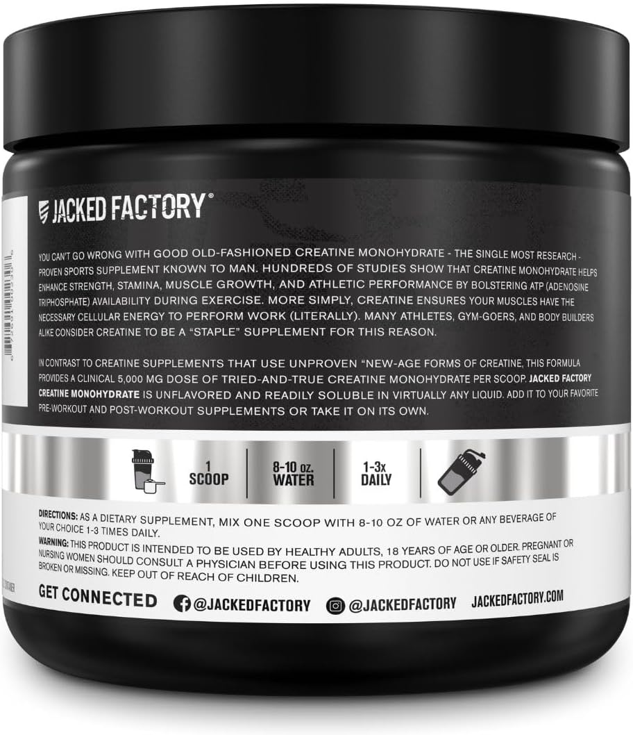 Bundle: Jacked Factory NITROSURGE Pre Workout & Creatine Monohydrate Powder - Grape & Unflavored, 30 Servings