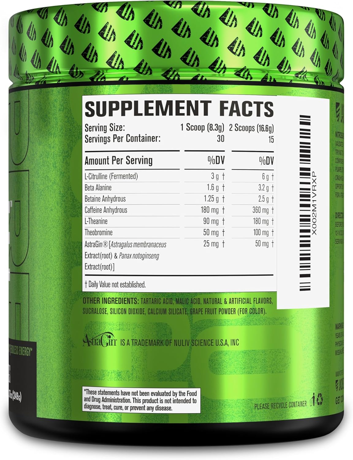 Bundle: Jacked Factory NITROSURGE Pre Workout & Creatine Monohydrate Powder - Grape & Unflavored, 30 Servings