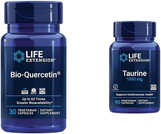 Bundle: Life Extension Bio-Quercetin 30 Capsules + Taurine 1000mg 90 Capsules