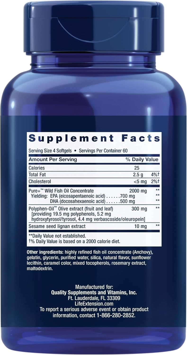 Bundle: Life Extension Super Omega-3 Fish Oil Softgels with Super-Absorbable CoQ10 for Heart Health - 240 + 60 Softgels