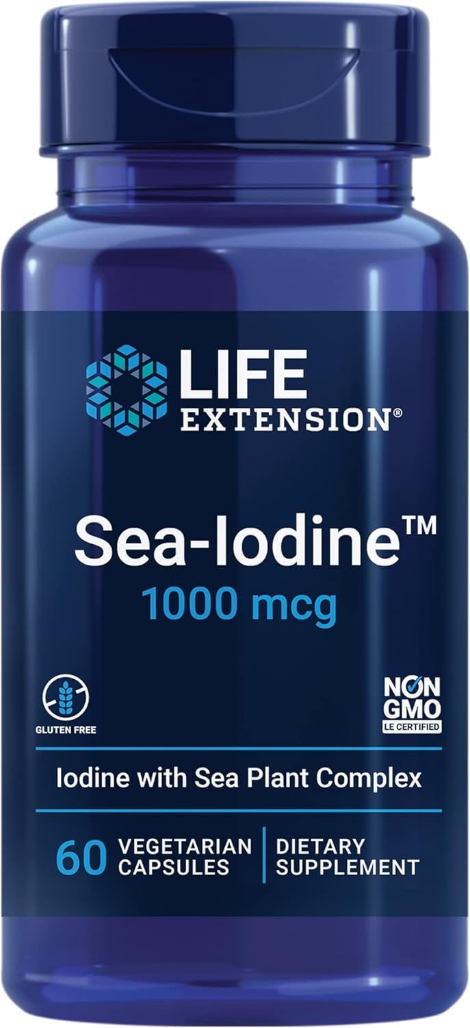 Bundle: Life Extension Taurine 1000mg & Sea-Iodine 60 Capsules Supplement for Health & Wellness