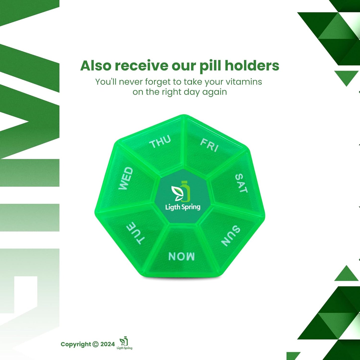 Bundle: LightSpring Vitamin E 180mg Softgels + Exclusive A to Z Vitamins & Minerals + Weekly Pill Organizer