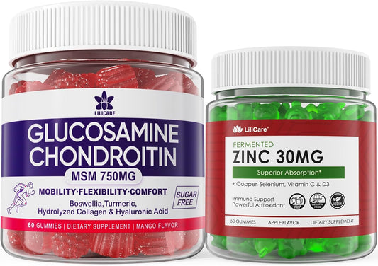 Bundle: LILICARE Sugar Free Zinc Gummies & Glucosamine Chondroitin Gummies - 4 Pack