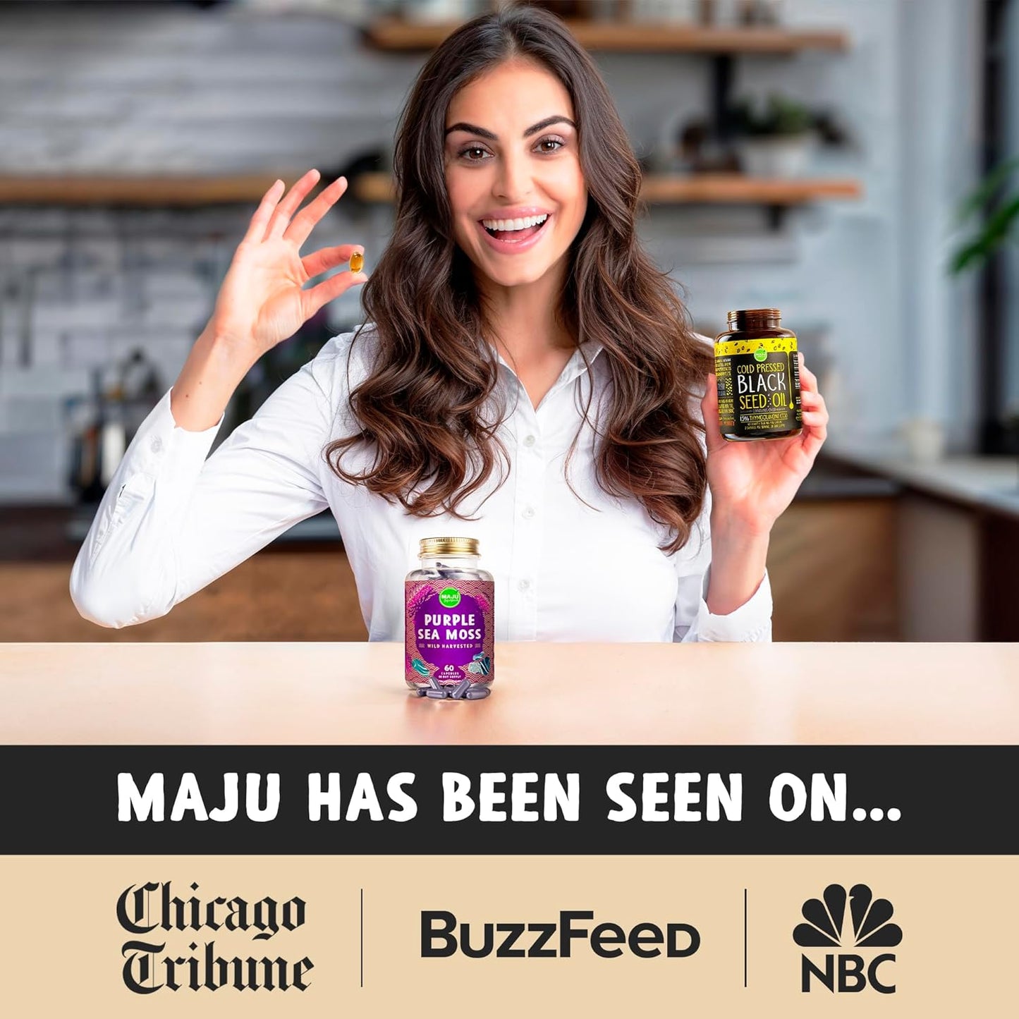 Bundle: Maju Superfoods Black Seed Oil Capsules and Purple Sea Moss Capsules - Natural Superfood Supplements