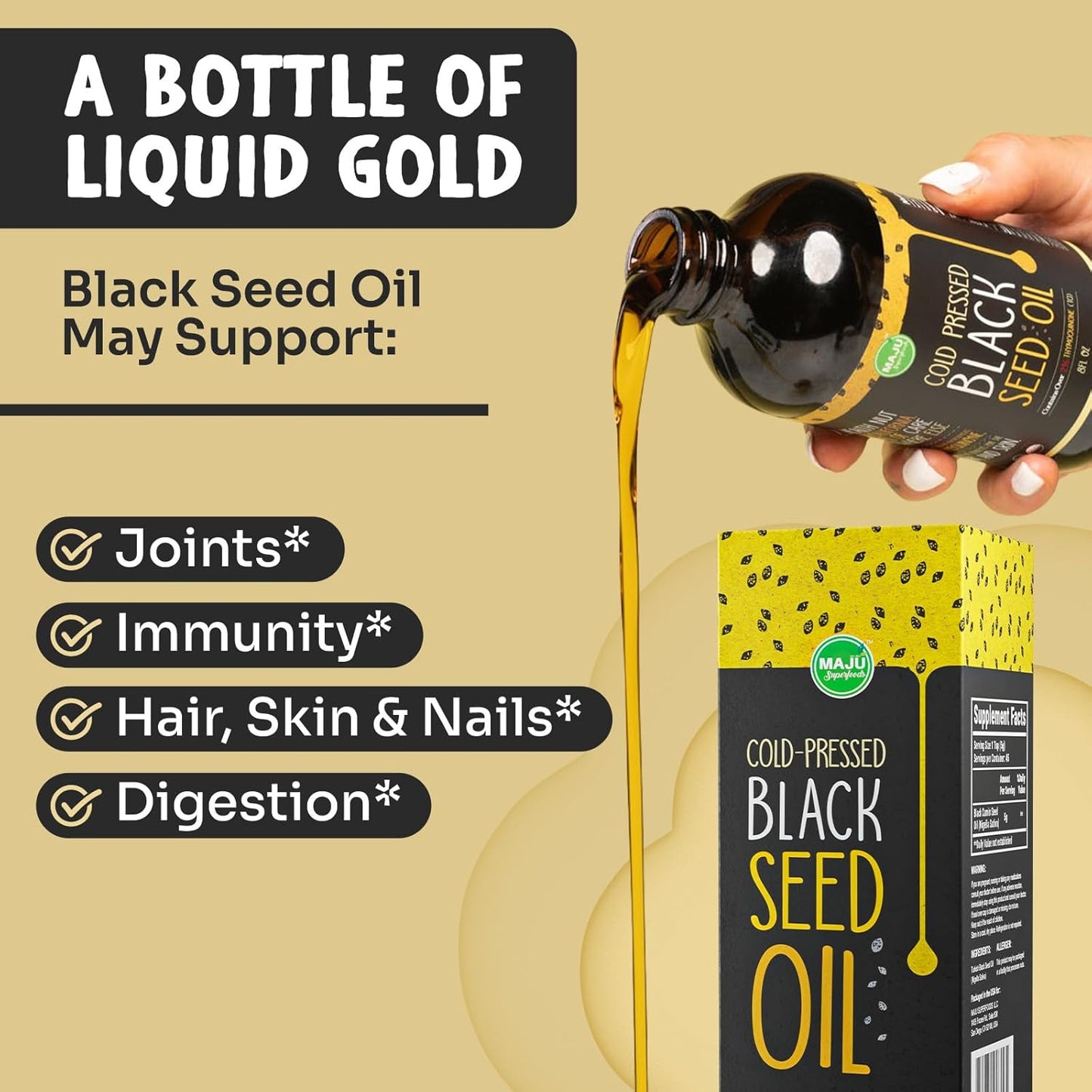Bundle: Maju Superfoods Black Seed Oil, Sea Moss Capsules, & Turmeric Ginger Gummies