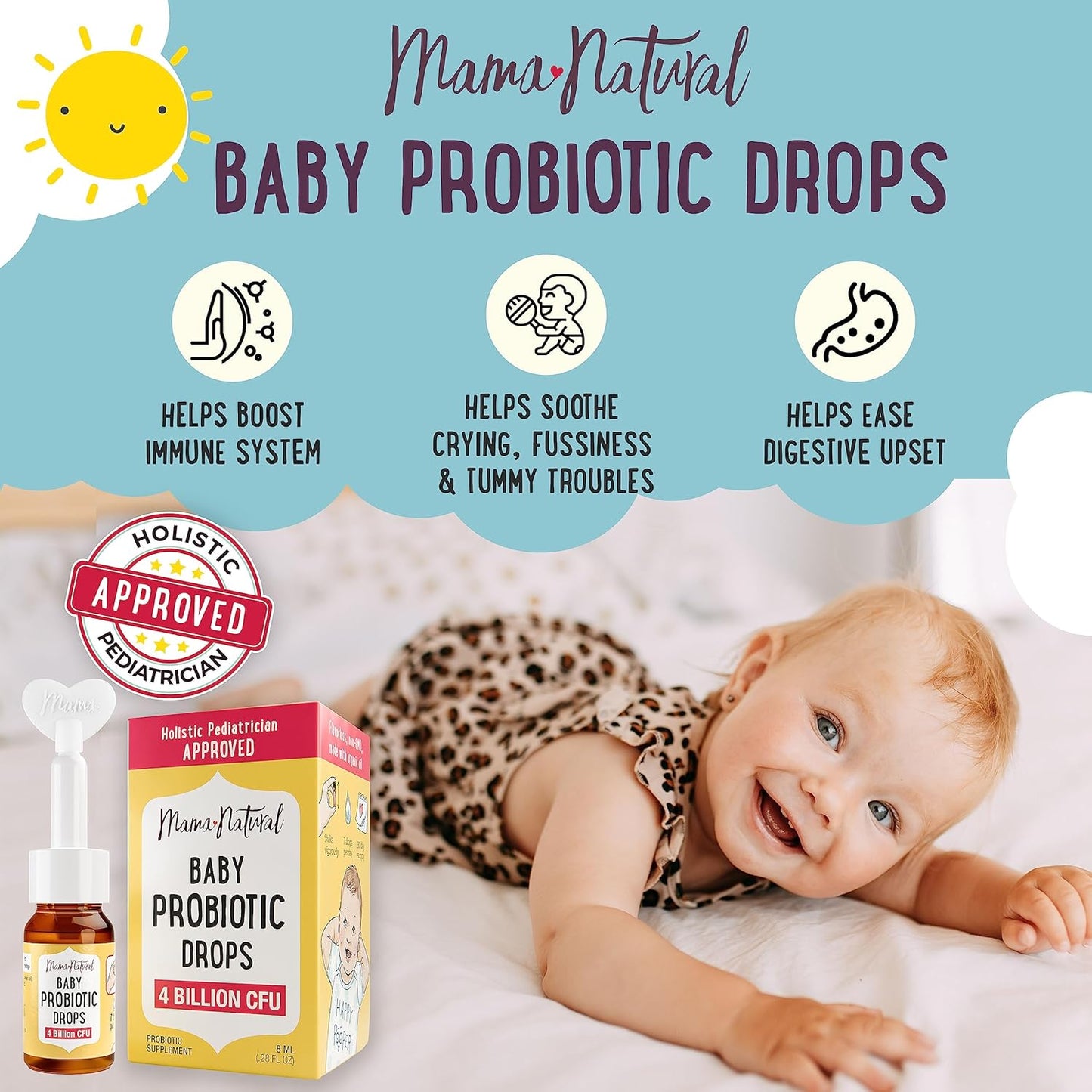 Bundle: Mama Natural Baby & Prenatal Probiotic Drops for Colic Relief, Gut Health, and Immunity Support