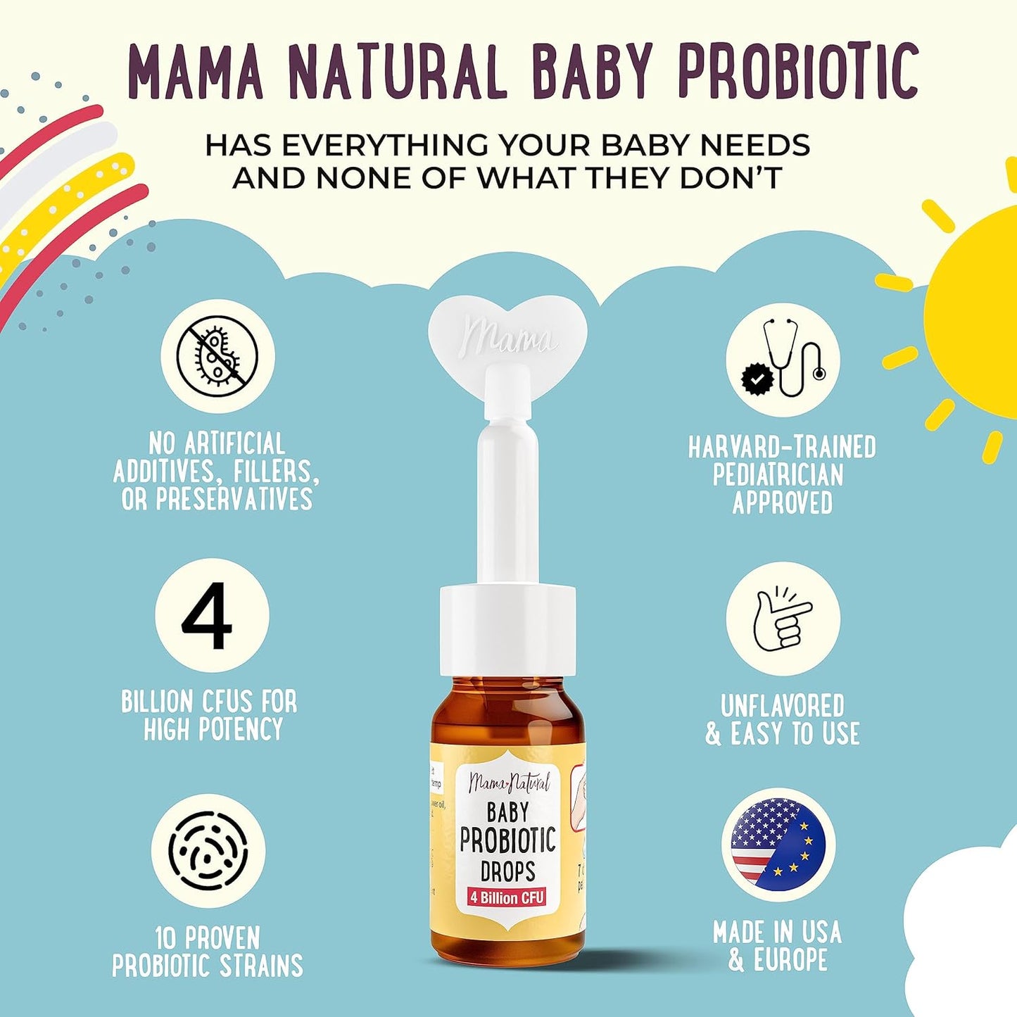 Bundle: Mama Natural Baby & Prenatal Probiotic Drops for Colic Relief, Gut Health, and Immunity Support