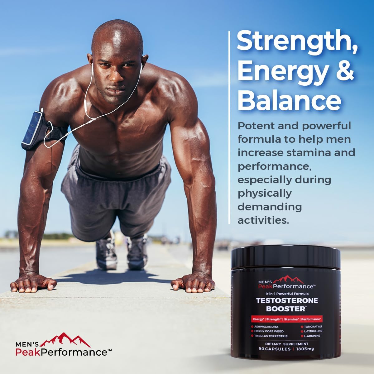 Bundle: Men's Strength & Stamina Enhancer & Lion's Mane Mushroom Capsules for Peak Performance & Vitality