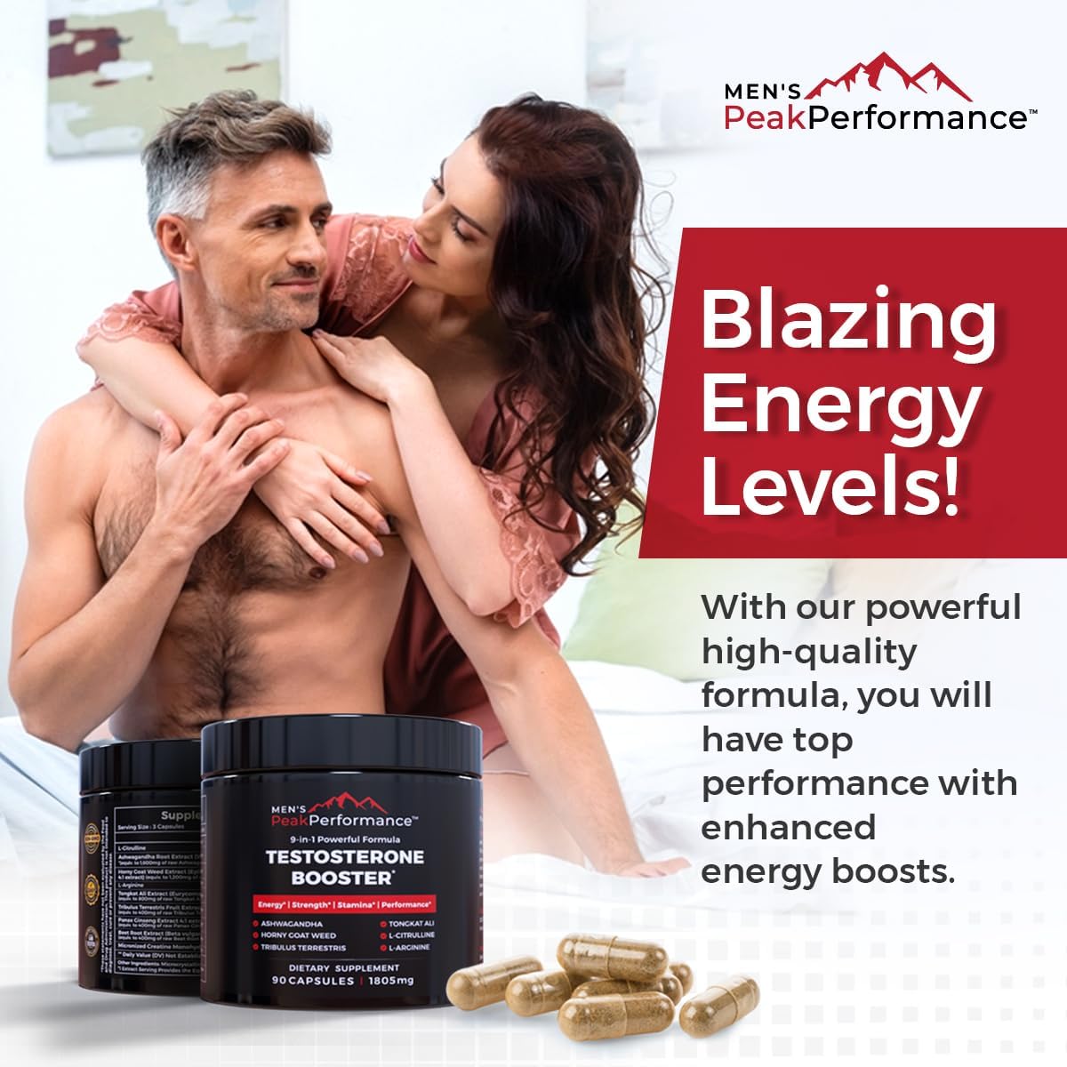 Bundle: Men's Strength & Stamina Enhancer & Lion's Mane Mushroom Capsules for Peak Performance & Vitality