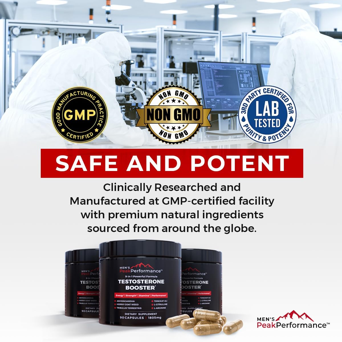 Bundle: Men's Strength & Stamina Enhancer & Lion's Mane Mushroom Capsules for Peak Performance & Vitality